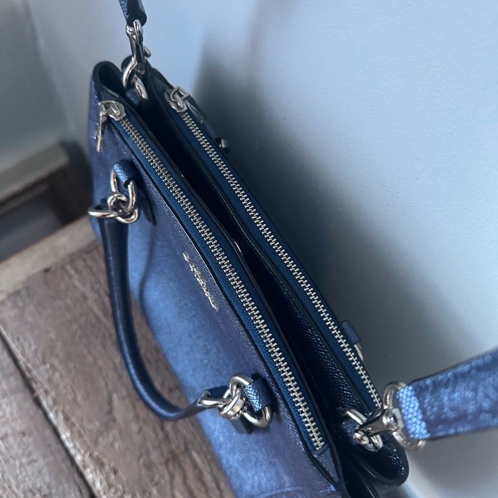 Coach Mini Christie Carryall satchel bag in metallic blue LIKE NEW - Picture 10 of 11